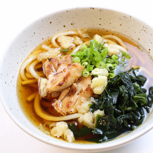 Udon with Yuzu Chicken and Tempura Crunch
