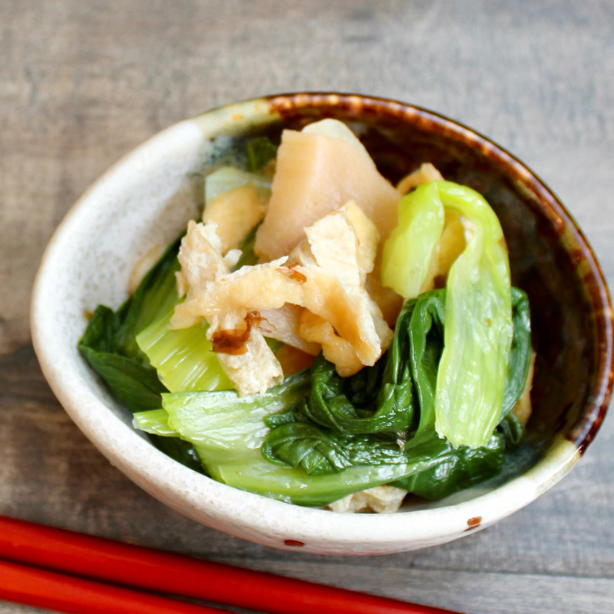 青梗菜と筍と油揚げの煮浸し