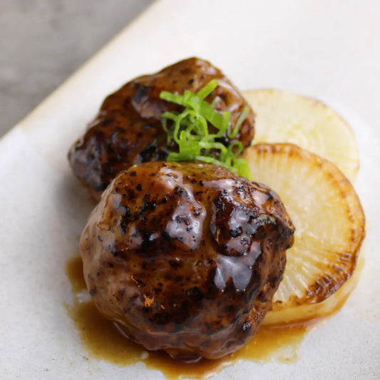 Braised Daikon Steak & Hamburg Steak