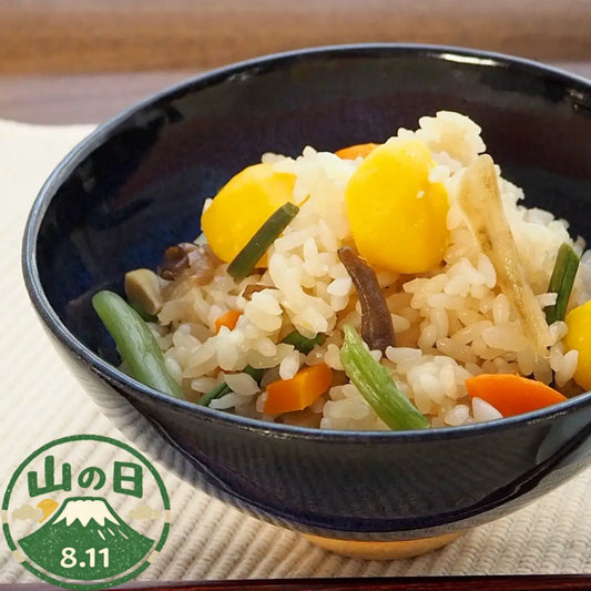 山菜とごろごろ栗のご飯